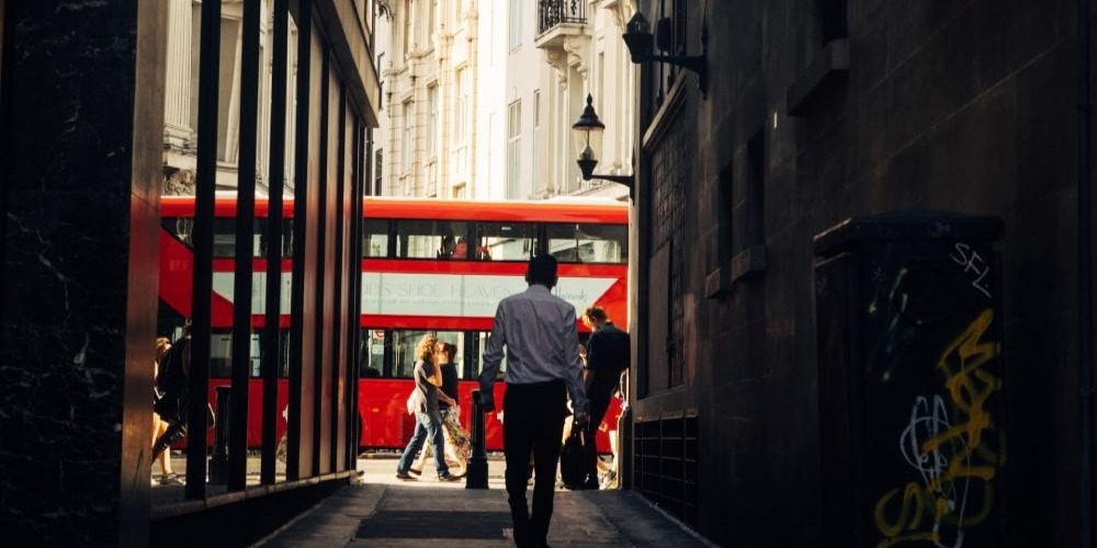 Man walking towards the Bus 